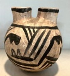 Native American Anasazi 'Rain Maker' Two-Headed Pot--4 Inches Tall---Signed But Seems To Be A Reproduction