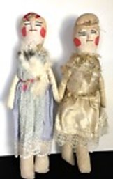 TWO VINTAGE HAND-MADE DOLLS--14.5 Inches Tall