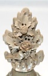 Bird And Floral Design Light Green Vintage/Antique Chinese Soapstone Carving-7' Tall