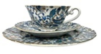 10 Sets Of Richly Colored Vintage Lefton Blue Paisley Bone China W/Gold Trim--3-Piece Sets