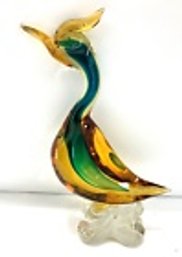 Vintage Murano Multi-Color Blown Glass Goose/Duck Figure--9.5 Inches