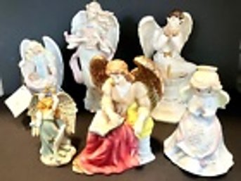 Grouping Of Six Porcelain/Ceramic Angels-different Brands And Sizes--Largest 10'