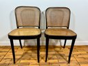 A Pair Of Early Bentwood Caned Chairs