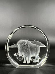 Danbury Mint Buffalo Art Glass Sculpture