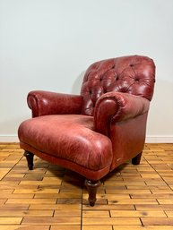 Natuzzi Genuine Leather Tufted Club Chair