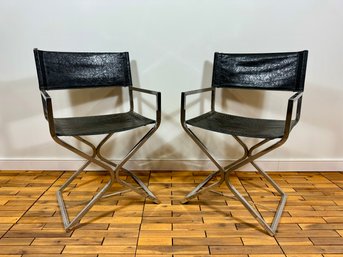 Pair Of 1976 Chrome Director's Chairs