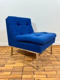 1970 Royal Blue Chrome Slipper Chair (B)