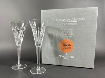 A Pair Of Waterford Crystal Champagne Glasses