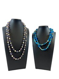 (2) Beaded Glass Necklaces