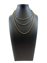 (3) Italian Sterling Silver (.925) Rope Necklaces