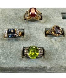 (4) Gold Washed Sterling Silver (.925) & Stone/Gem Rings