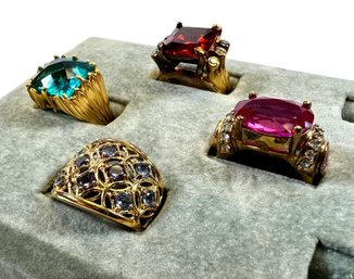 (4) Gold Washed Sterling Silver (.925) & Stone/Gem Rings