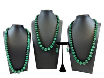 A Grouping Of Vintage Malachite Jewelry