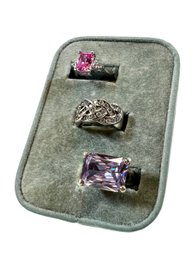 (3) Sterling Silver (.925) & Stone/Gem Rings