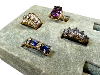 (4) Gold Washed Sterling Silver (.925) & Stone/Gem Rings