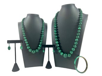 A Grouping Of Vintage Malachite Jewelry