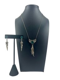 Navajo Sterling Silver (.925) Necklace & Earrings - Designed By Jack Whittaker (JW Circle)