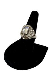 Antique Sterling Silver (.925) & 'Moonstone' Poison Ring