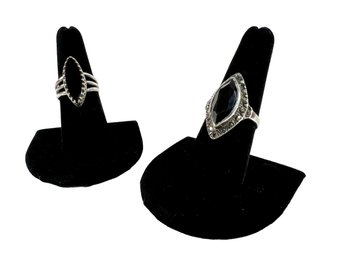 (2) Sterling Silver (.925) & Onyx Rings