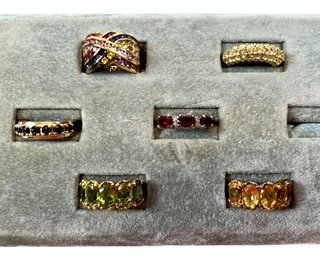 (6) Gold Washed Sterling Silver (.925) & Stone/gem Rings