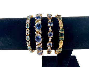 (4) Gold Washed Sterling Silver (.925) & Stone/gem Bracelets