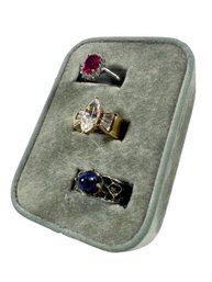 (3) Sterling Silver (.925) & Stone/Gem Rings