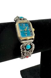 Sterling Silver (.925) & Turquoise Watch By Native