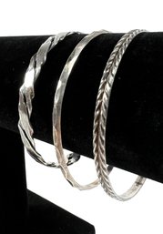 (3) Sterling Silver (.925) Bangle Bracelets (30.8 Grams)