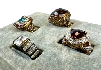 (4) Gold Washed Sterling Silver (.925) & Stone/Gem Rings