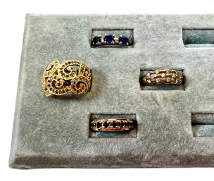 (4) Gold Washed Sterling Silver (.925) & Stone/Gem Rings