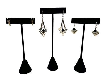 (3) Pairs Of Sterling Silver (.925) Earrings