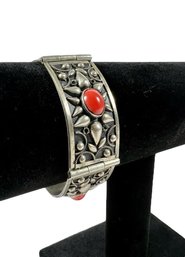 Vintage Italian Sterling Silver (.925) & Coral Bracelet (32.9 Grams)