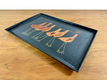 Vintage Wood Inlaid Couroc Tray (Birds)