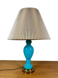 Hollywood Regency Blue Opaline Table Lamp