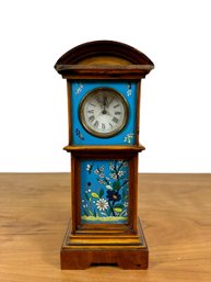 An Early Miniature Enameled Grandfather Clock