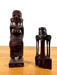 A Pair Of Carved Figures From Sarawak Region