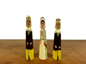 Grouping Of (3) Wooden Dolls From Jordan