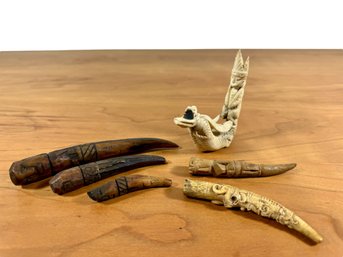 Grouping Of Miniature Carved Items - Cigarette Holder/pipe