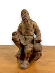 Ironwood Carved Sculpture - Fisherman Sitting - Vietnam