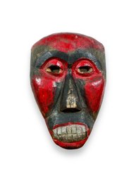 Carved Wooden Mask With Red & Black Dye - Borneo