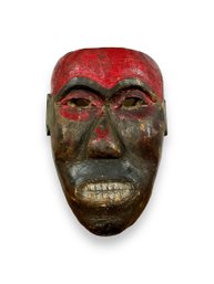 Carved Wooden Mask - Red & Black Dye - Borneo