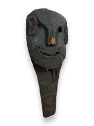 Wood Carved Tribal Mask With Handle - Dayak