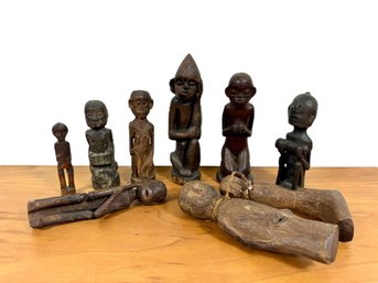 (9) Ironwood Carved Sculptures - Male Figures - Dayak