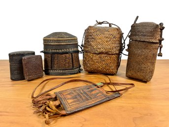 Grouping Of (6) Hand Woven Containers