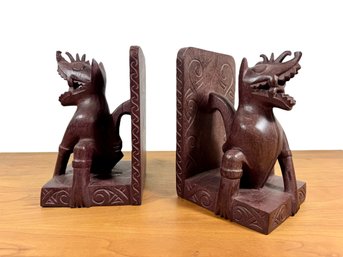 Ironwood Carved Bookends - Animal Figures - Dayak