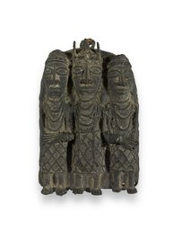 Benin Bronze Plaque - 3 Male Figures - Africa