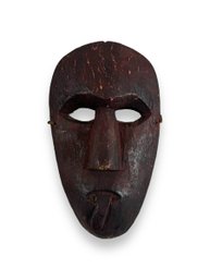 Wood Carved Mask - Red Pigment - Tongue Out - Dayak