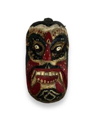 Wood Carved Mask - Red, White & Black Pigments - Indonesia