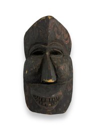 Wood Carved Mask - Swirling Red Pigment - Borneo