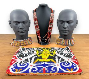 Grouping Of (4) Beaded Accessories - Dayak